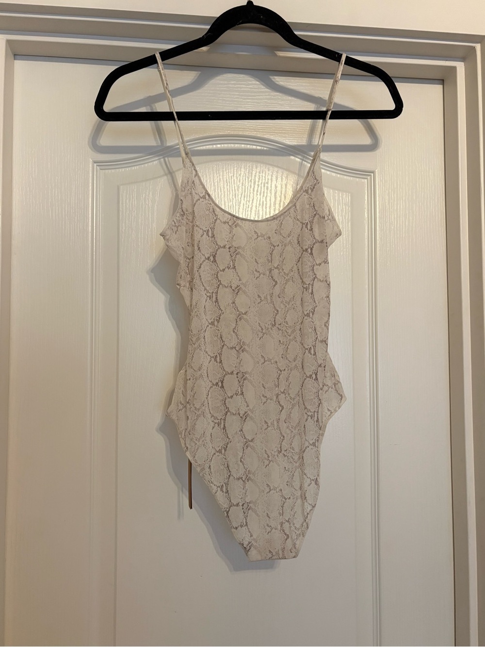 SKIMS Cream Snake-Print Cami Bodysuit